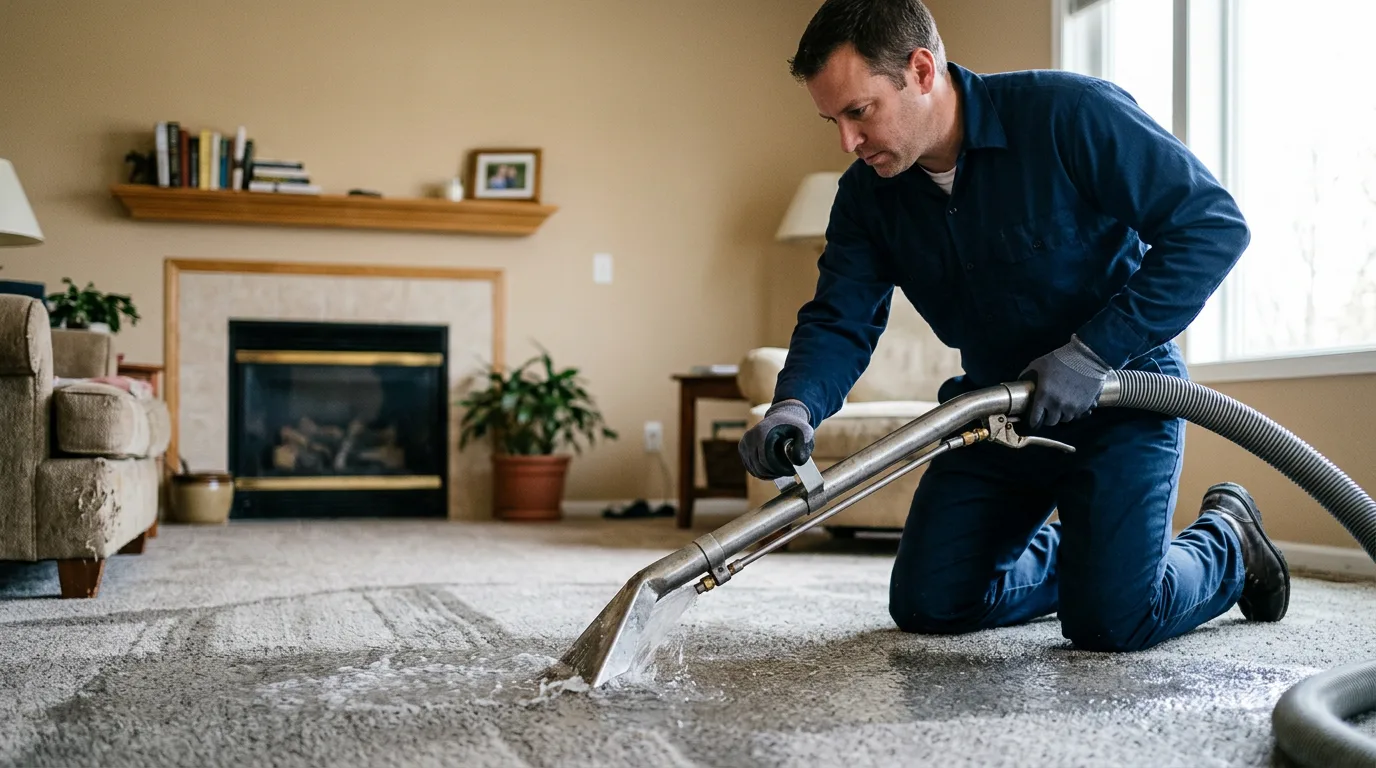 Water damage restoration technician working near Saltillo, MS